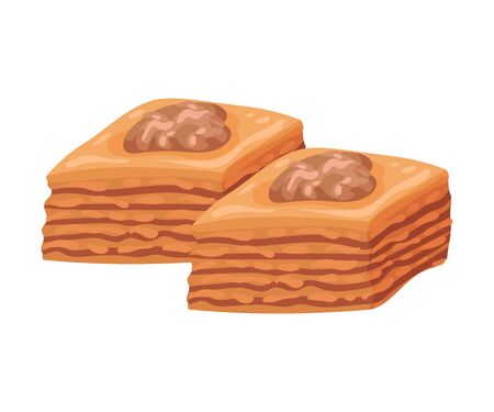 Baklava in the form of a rhombus. Vector illustration on white background.のイラスト素材