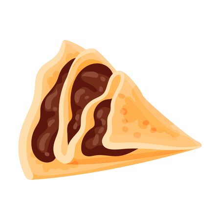 Pancake with chocolate filling. Vector illustration on white background.のイラスト素材