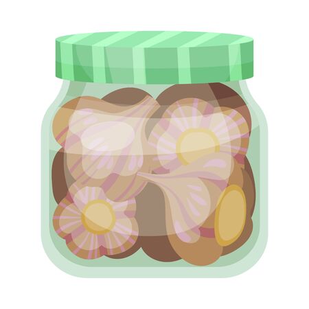 Salty heads of garlic. Vector illustration on white background.のイラスト素材