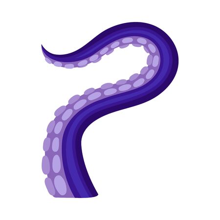 Violet tentacle of the octopus is bent to the left. Vector illustration on white background.のイラスト素材