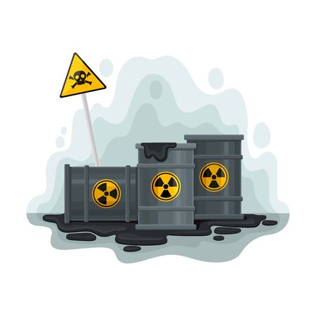 Gray barrels of oil. Vector illustration on a white background.のイラスト素材