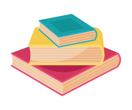 Stack of three books of different sizes. Vector illustration on a white background.のイラスト素材