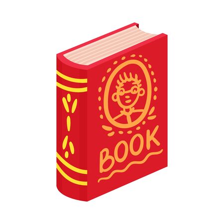 Book in the red cover. Vector illustration on a white background.のイラスト素材