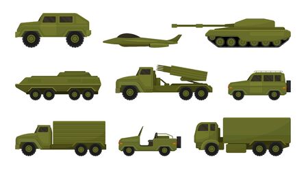 Set of military equipment. Vector illustration on a white background.のイラスト素材