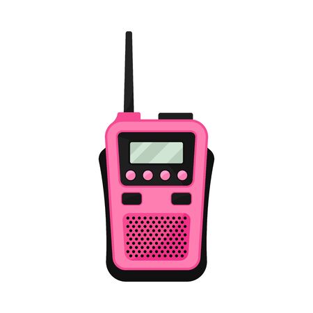 Pink walkie talkie with antenna. Vector illustration on a white background.のイラスト素材