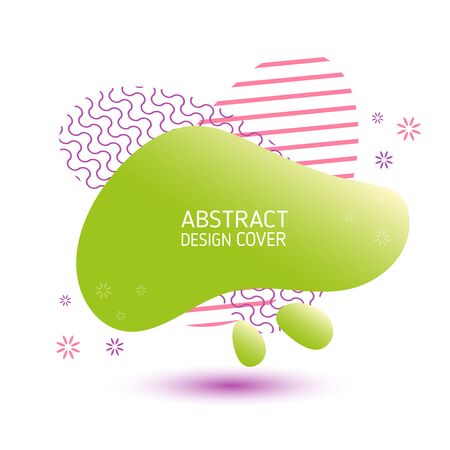 Big green spot. In the center is the inscription Abstract design. Background square shape. Vector illustration.のイラスト素材