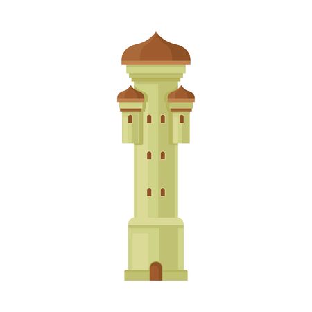 Gray with brown roof and door tower. Vector illustration on a white background.のイラスト素材