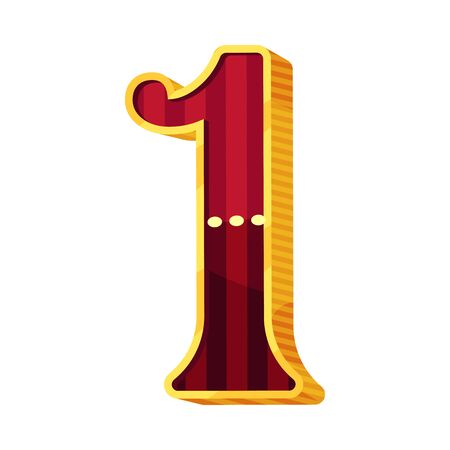 Number 1 in circus style. Vector illustration on a white background.のイラスト素材