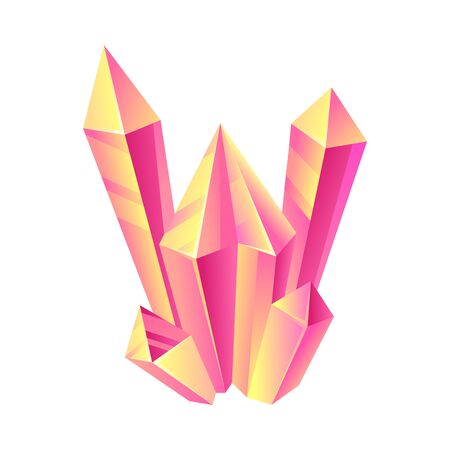 Long pink crystals. Vector illustration on a white background.のイラスト素材