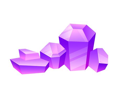 Tall and low violet crystals with flat tops. Vector illustration on a white background.のイラスト素材