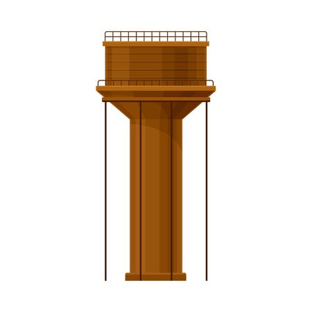 Big Brown Water Tower Flat Vector Illustrationのイラスト素材