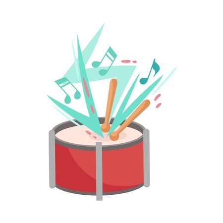 Vector Cartoon Flat Drawn Drum Illustration Conceptのイラスト素材