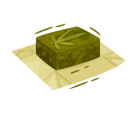 Cosmetic Soap With Main Cannabis Ingredient Vector Item. Natural Treatment Conceptのイラスト素材