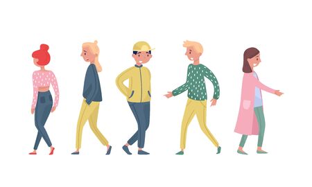 Stylized People Figures in Different Poses Vector Illustrationsのイラスト素材