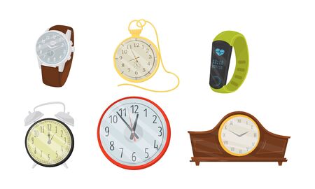 Different Clocks Vector Isolated On White Background Setのイラスト素材