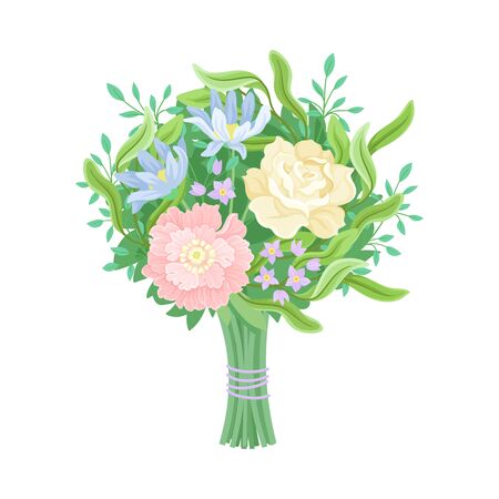 Wedding Bouquets Vector Illustrated Set. Magnificent Flower Bunch. Floral Decoration Collectionのイラスト素材