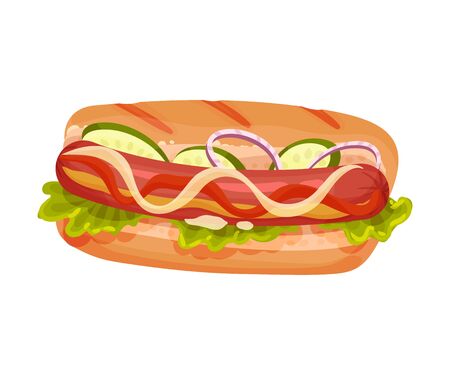 Hot Dog Isolated On White Background Vector Itemのイラスト素材