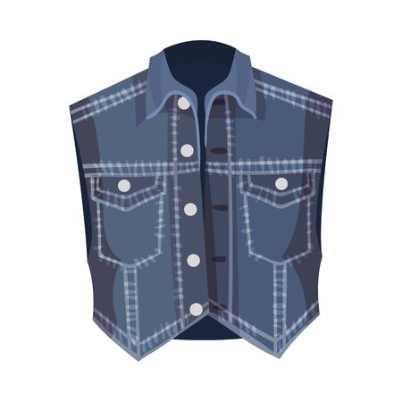 Blue Denim Vest Without Sleeves Vector Fashion Clothing Itemのイラスト素材