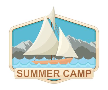 Adventure and Camping Vector Badge Isolated on White Background. Outdoor Recreation Conceptのイラスト素材