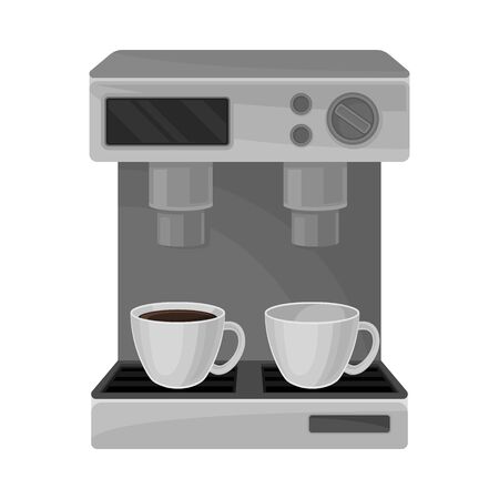 Coffee Machine Isolated on White Background Vector Illustrated Itemのイラスト素材