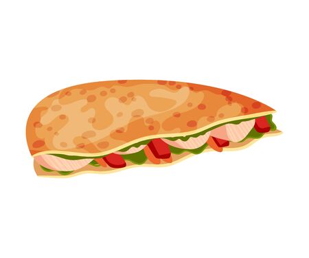 Traditional Quesadilla Snack Vector Illustration. Various Ingredients Wrapped in Multigrain Crumpetのイラスト素材