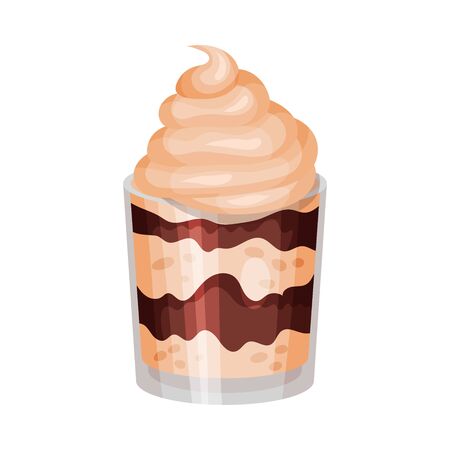 Tasty Sweet Delicious Dessert Made of Cream Vector Illustrationのイラスト素材