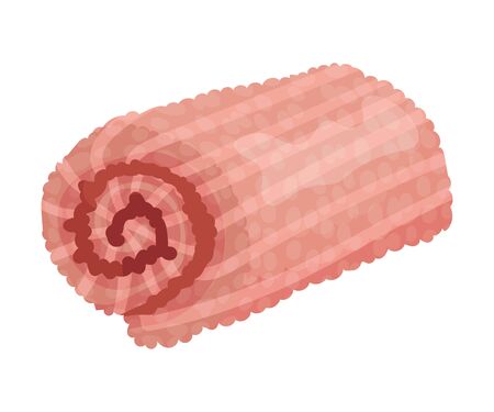 Rolled Terry Towel Isolated on White Background Vector Item. Realistic Terrycloth for Bathroomのイラスト素材