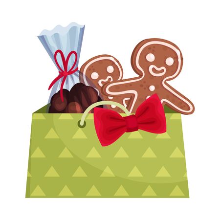 Carton Gift Package with Chocolate Sweets and Gingerbread Vector Illustrationのイラスト素材