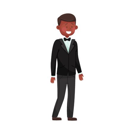 Young Smiling Man Wearing Evening Wear at Red Carpet Event Vector Illustrationのイラスト素材
