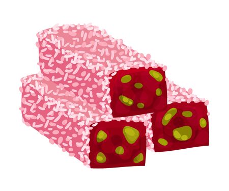 Arabic Turkish Delight or Rahat Lakoum with Nuts Vector Illustrationのイラスト素材