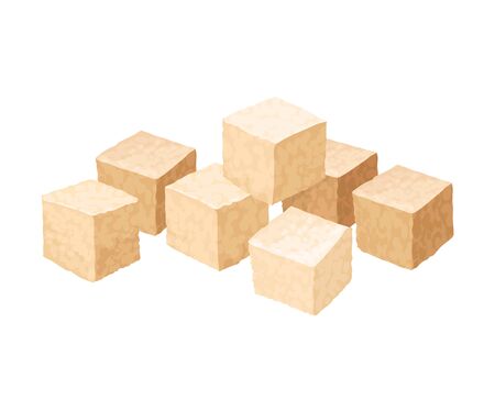 Cane Sugar Cubes Isolated on White Background Vector Illustrationのイラスト素材