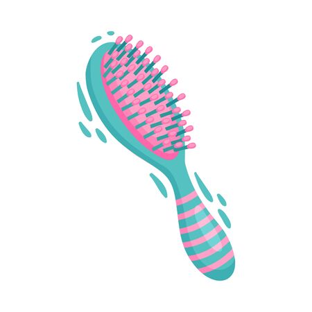 Hair Brush with Multiple Bristles Isolated on White Background Vector Illustration. Personal Item for Grooming and Combing Hairのイラスト素材