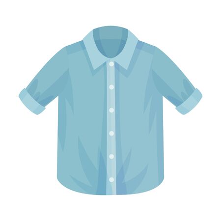 Blue Buttoned Shirt with Short Sleeves and Collar as Male Clothing Item Vector Illustrationのイラスト素材