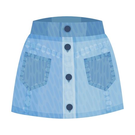 Denim Blue Straight Buttoned Skirt with Side Pockets as Womenswear Vector Illustrationのイラスト素材