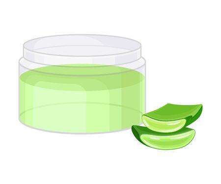 Cosmetic Product Tube with Aloe Vera Ingredient Vector Illustrationのイラスト素材