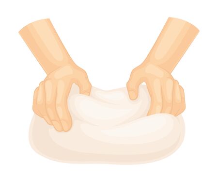 Hands Kneading Dough for Bread Cooking Vector Illustrationのイラスト素材
