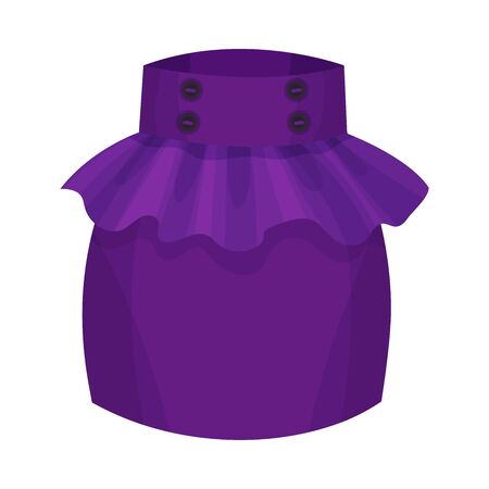 Mini Tight Fit Skirt with Ruffled Decorative Element and High Waist Front View Vector Illustrationのイラスト素材