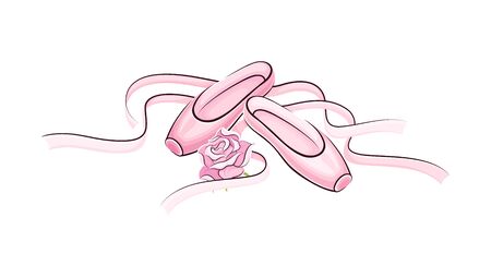 Pink Pointe Shoes with Satin or Silk Ribbon Vector Illustrationのイラスト素材