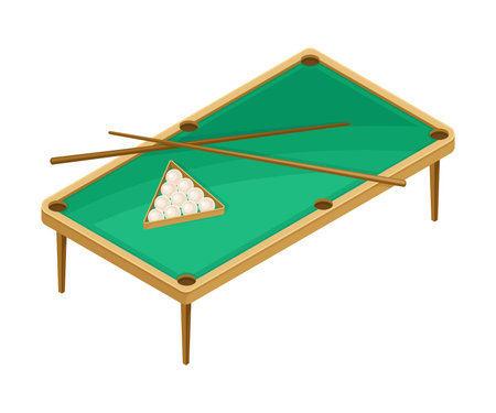 Billiard Table with Six Corner Pockets as Tabletop Game Vector Illustration