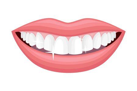 Smiling Mouth Showing White Healthy Teeth Vector Illustrationのイラスト素材