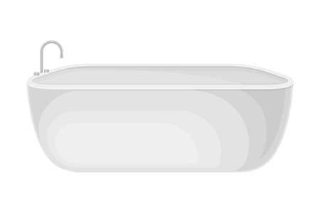 Bathtub with Tap as Home Amenity Isolated on White Background Vector Illustrationのイラスト素材