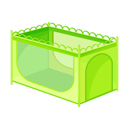 Baby Cot or Playpen for Playing Time Vector Illustrationのイラスト素材
