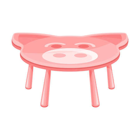Low Table in Shape of Pig Head as Baby Nursery Furniture Item Vector Illustrationのイラスト素材