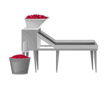 Steel Conveyor Line as Coffee Production Equipment Vector Illustration. Commodity Crop and Export Product Manufacturingのイラスト素材