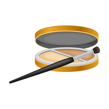 Facepowder as Decorative Cosmetics or Color Cosmetics  Illustration. Female Stuff for Coloring Face and Applying Makeupのイラスト素材