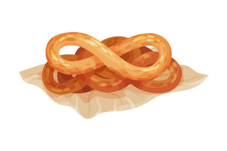 Sweet Fried Pastry as Cuban Dessert  Illustration. Appetizing Cuban Food Plating for Restaurant Menu Conceptのイラスト素材