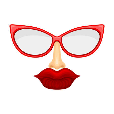 Glasses with Nose and Lips as Carnival or Party Mask Vector Illustrationのイラスト素材