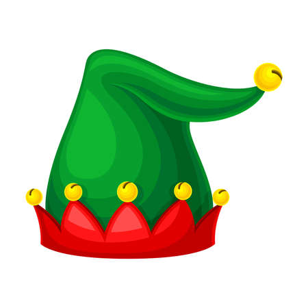 Jester Green Hat with Yellow Jingle Bells Illustrationのイラスト素材