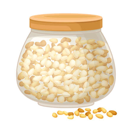 Dry Seeds of Cereals or Grain Crops Rested in Glass Container  Illustrationのイラスト素材