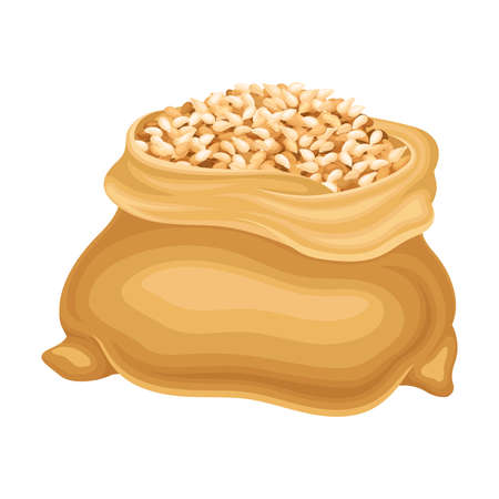 Dry Seeds of Cereals or Grain Crops in Sack  Illustrationのイラスト素材